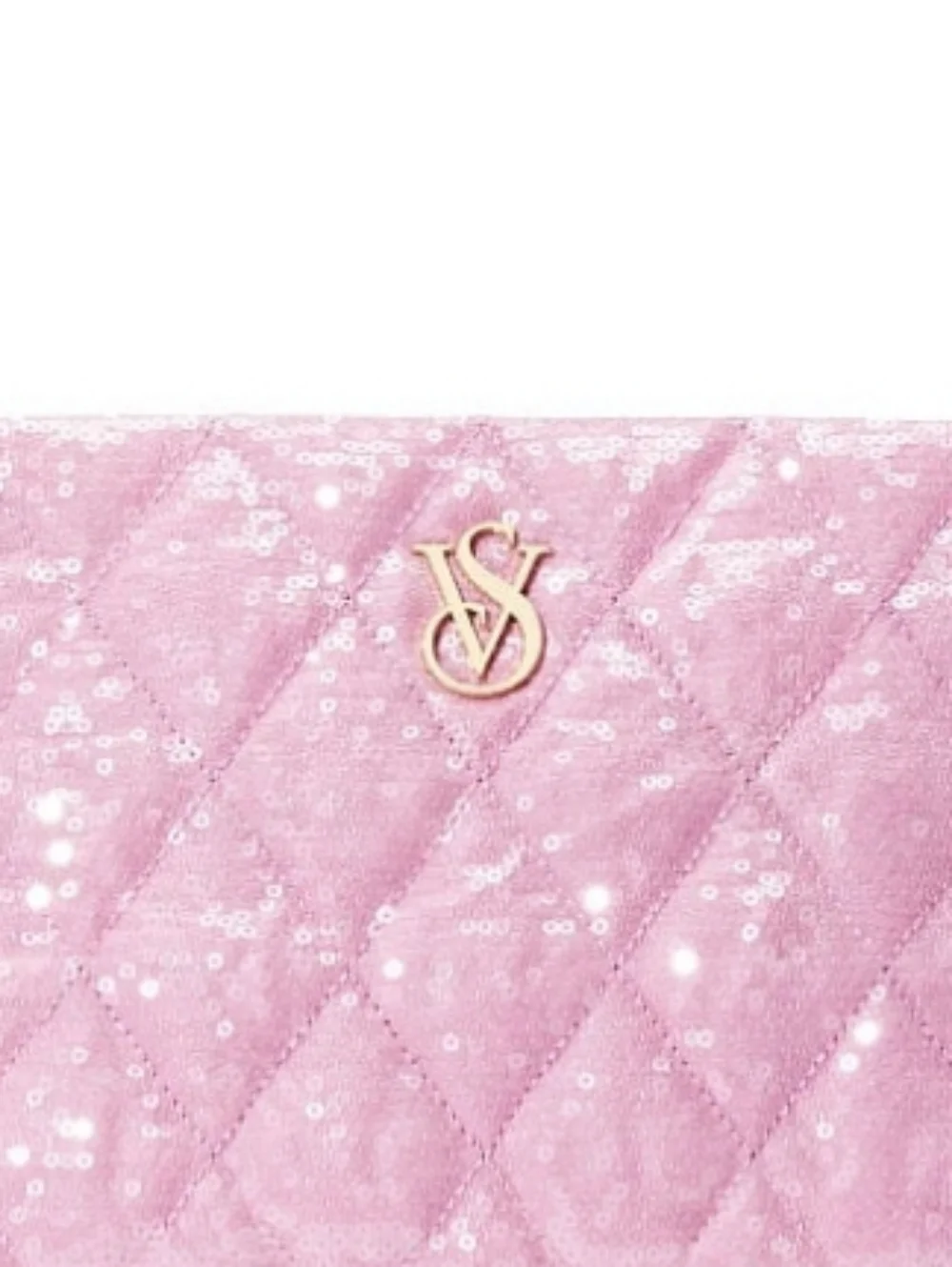 Victoria's Secret Pink Quilted Sequin Pouch Clutch Travel Glam Makeup Bag